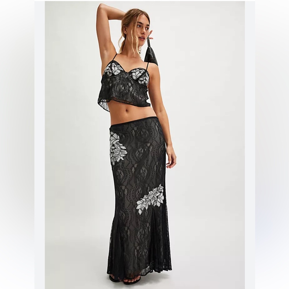 Free People Bali Meet Me At Midnight Set Small Top and Medium Skirt